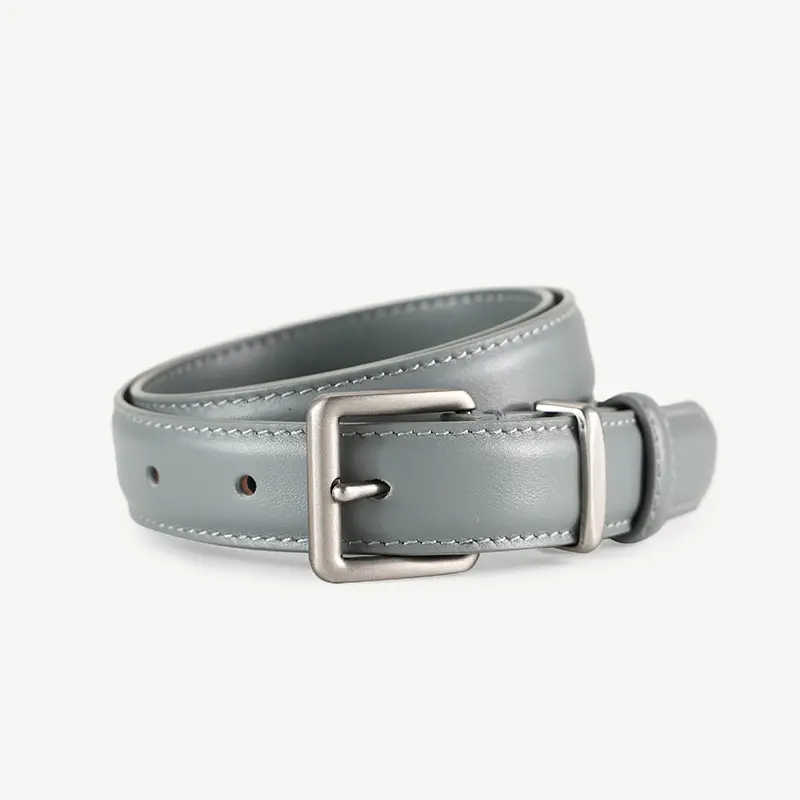 Women Genuine Leather Belt with Square Buckle Black 100cm - Image 3