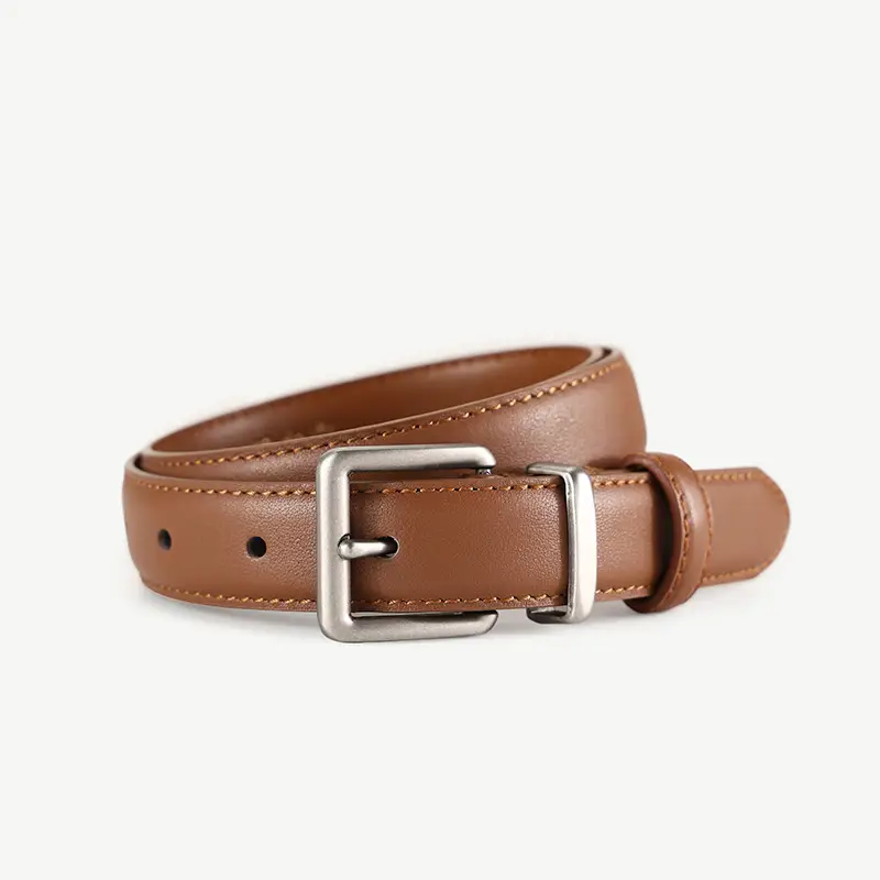 Women Genuine Leather Belt with Square Buckle Black 100cm - Image 6