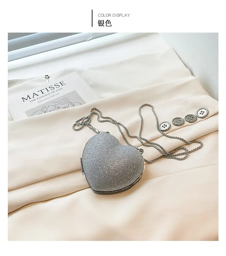 Pink Heart Shaped Sequin Crossbody Bag for Women — feature 12