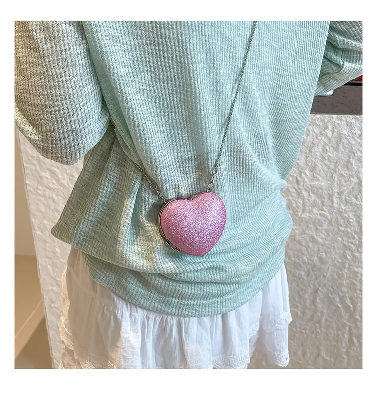 Pink Heart Shaped Sequin Crossbody Bag for Women — feature 22