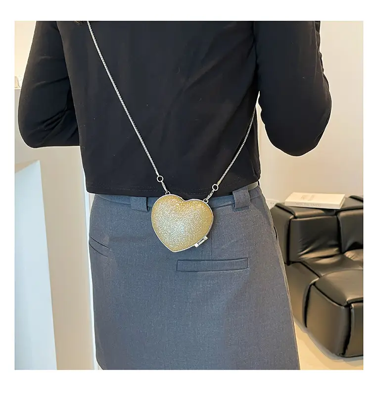 Pink Heart Shaped Sequin Crossbody Bag for Women — feature 28