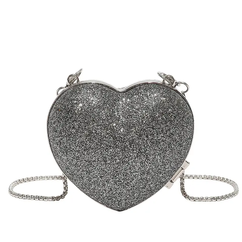 Pink Heart Shaped Sequin Crossbody Bag for Women - Image 4