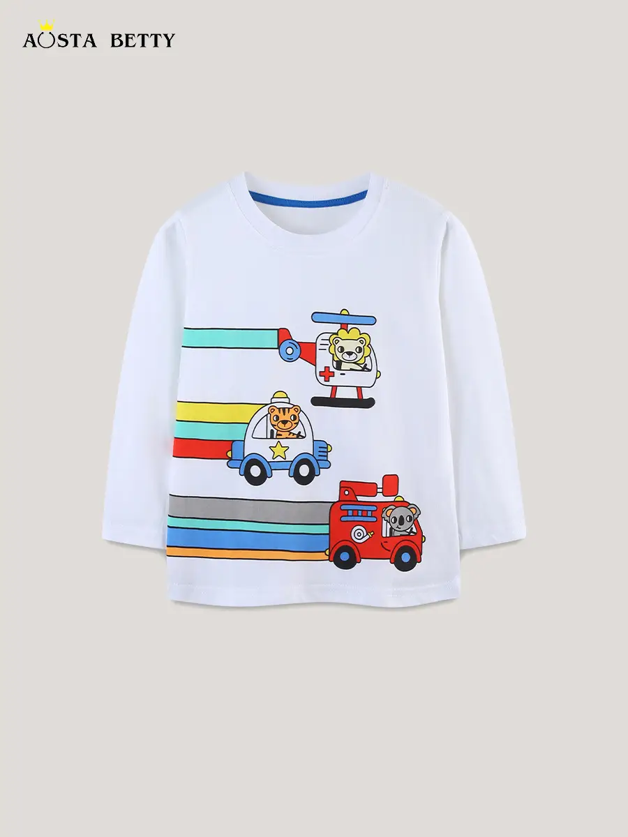 Kids Cartoon Long Sleeve T-Shirt White with Rescue Robot Design - Image 3