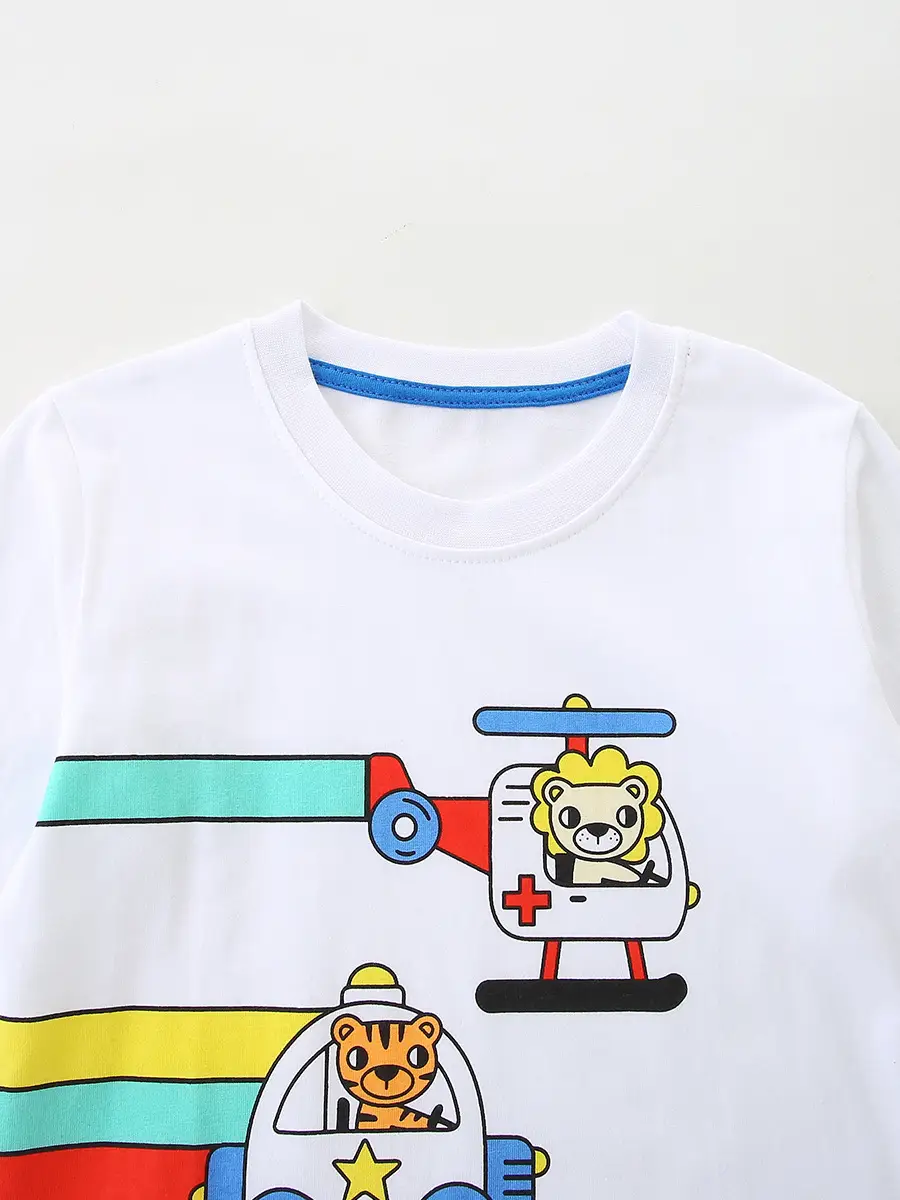Kids Cartoon Long Sleeve T-Shirt White with Rescue Robot Design - Image 5