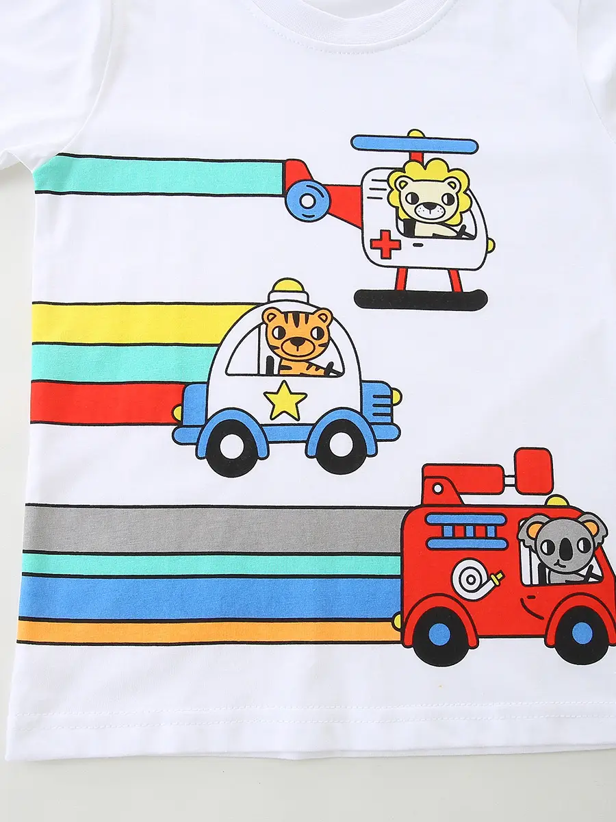 Kids Cartoon Long Sleeve T-Shirt White with Rescue Robot Design - Image 6