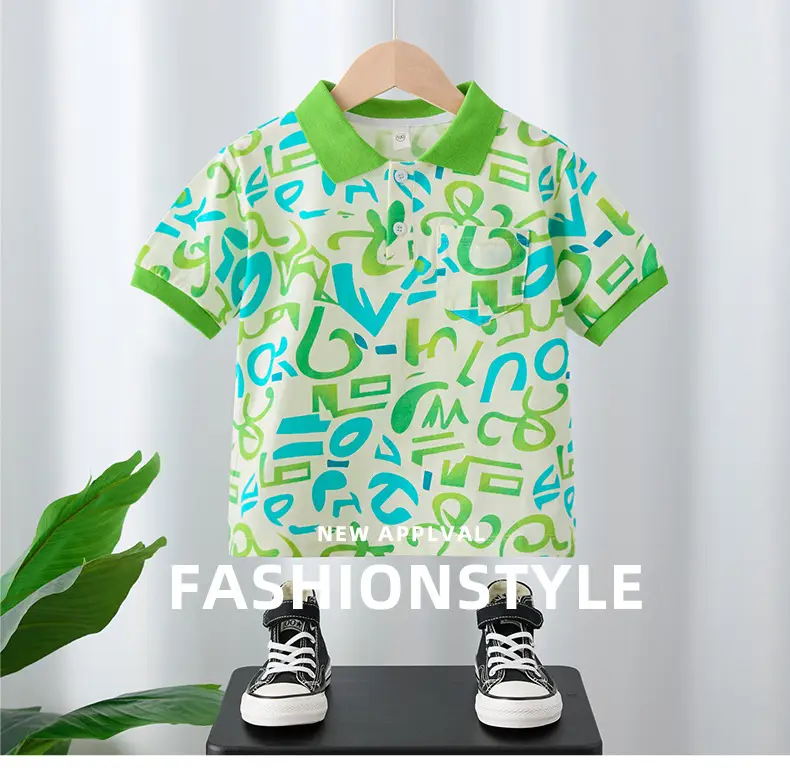 Boys Green Printed Polo T-Shirt Summer 2025 — feature 1