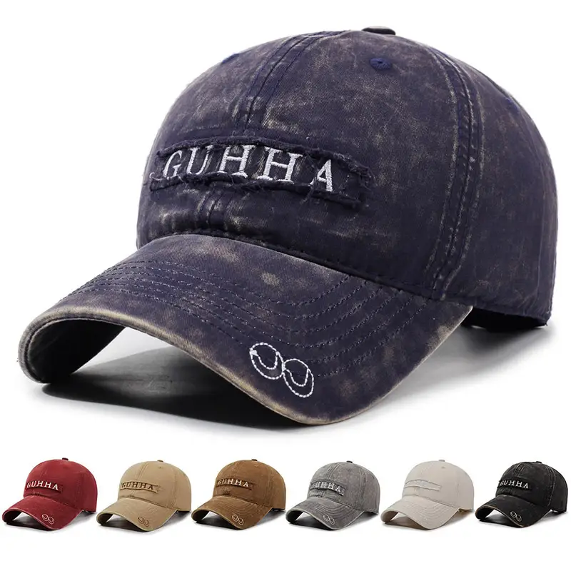 Retro Women Denim Washed Letter Cap Outdoor Travel Sun Protection - Image 8