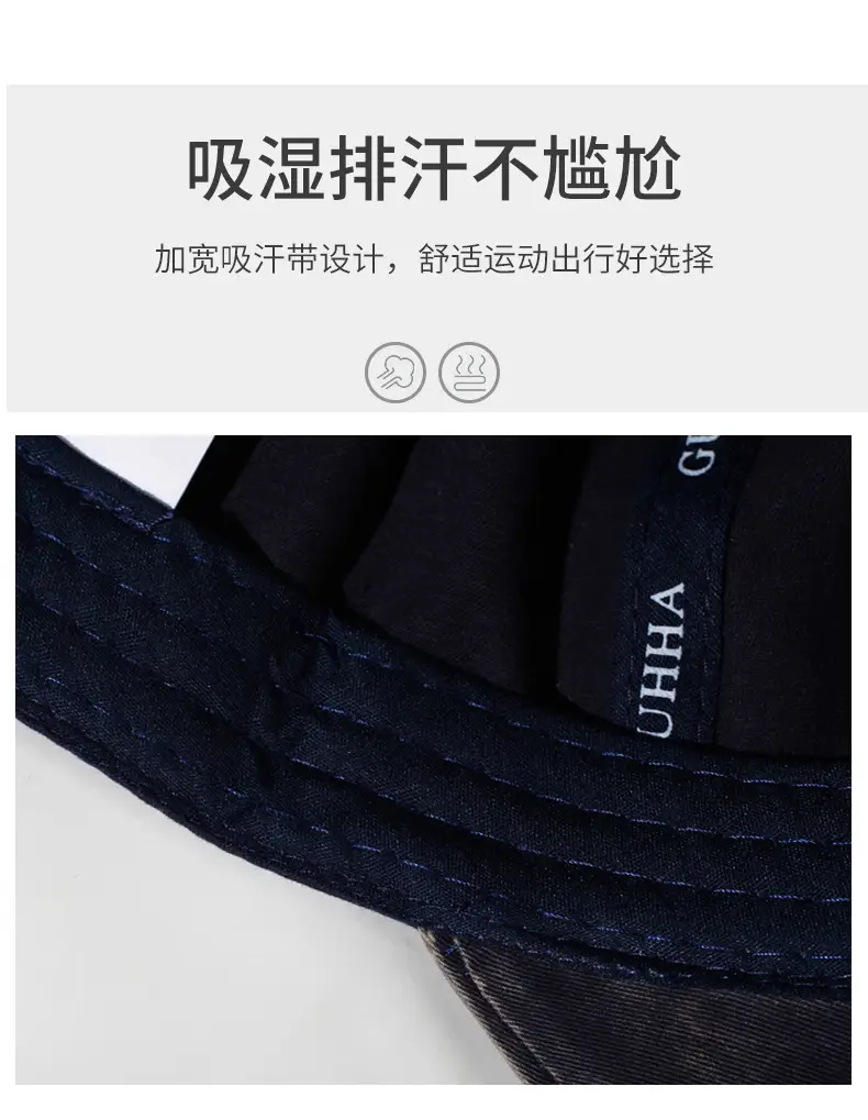Retro Women Denim Washed Letter Cap Outdoor Travel Sun Protection — feature 3