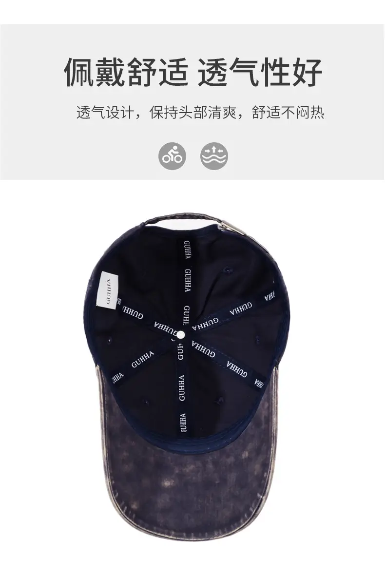 Retro Women Denim Washed Letter Cap Outdoor Travel Sun Protection — feature 5