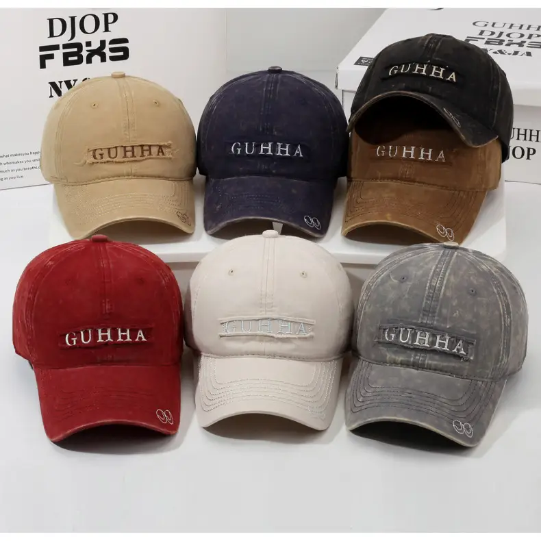 Retro Women Denim Washed Letter Cap Outdoor Travel Sun Protection — feature 8