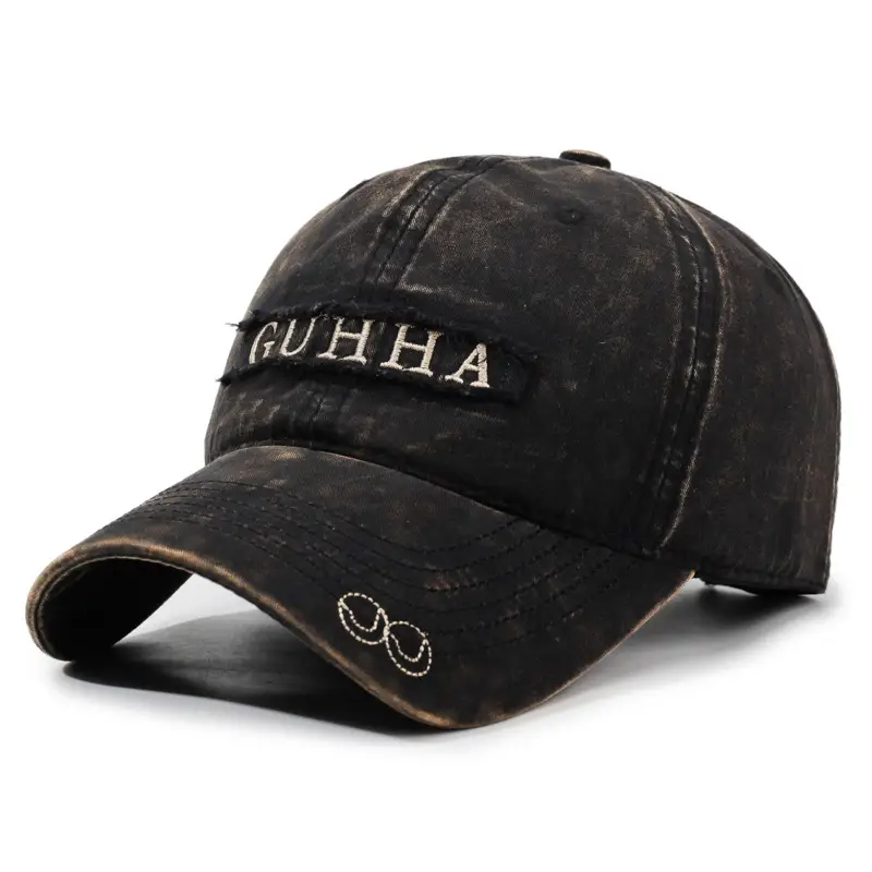 Retro Women Denim Washed Letter Cap Outdoor Travel Sun Protection - Image 2