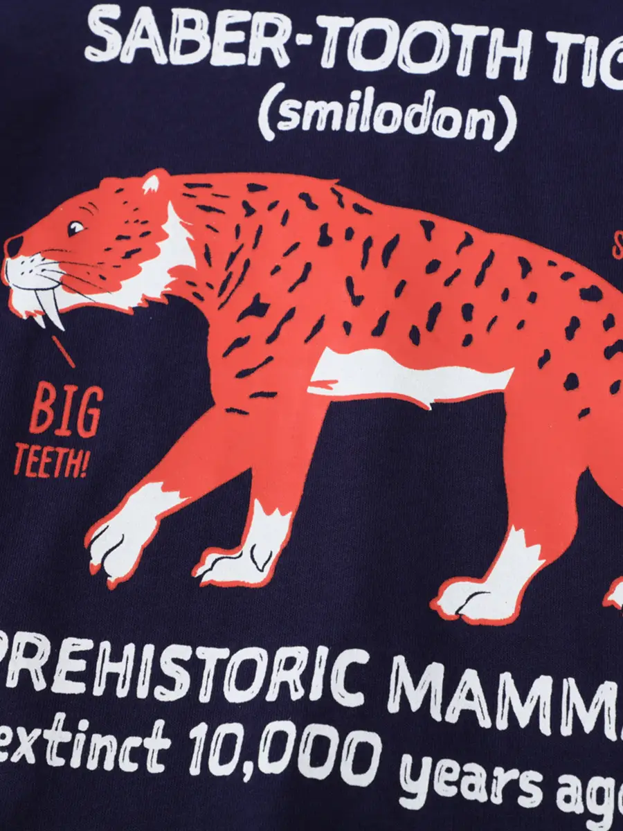 2025 Kids T-Shirt Saber-Toothed Tiger Long Sleeve Cotton