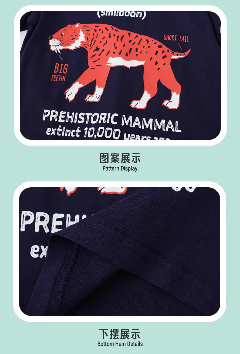 2025 Kids T-Shirt Saber-Toothed Tiger Long Sleeve Cotton — feature 8