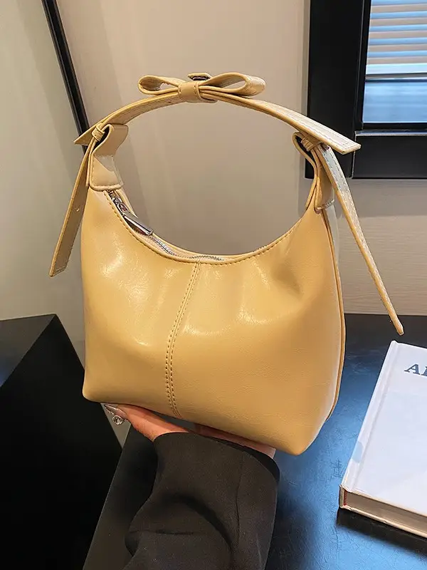 Women Crossbody Bag Yellow Leather Textured 2025 - Image 5