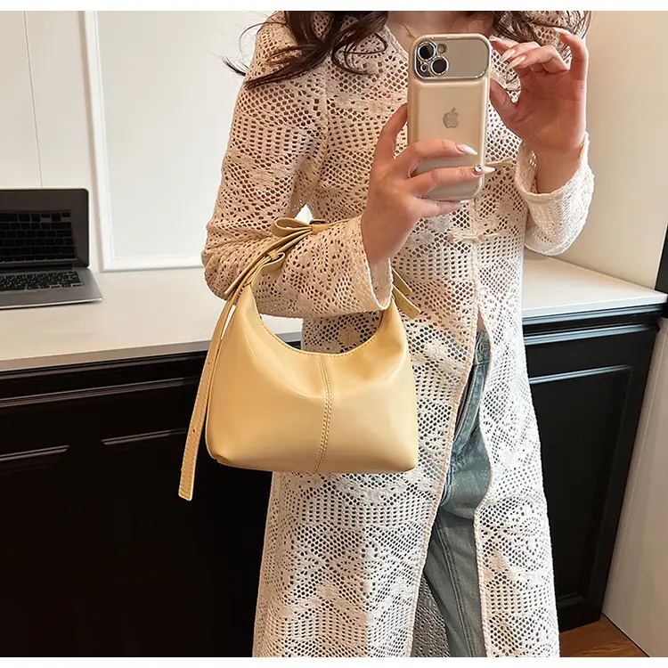 Women Crossbody Bag Yellow Leather Textured 2025 — feature 22