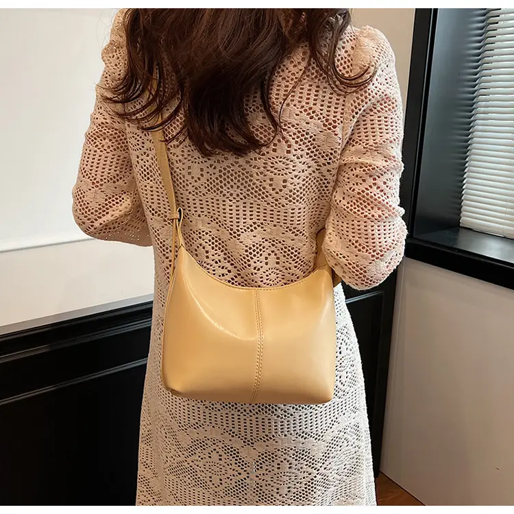Women Crossbody Bag Yellow Leather Textured 2025 — feature 25