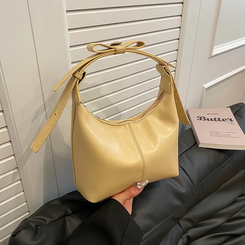 Women Crossbody Bag Yellow Leather Textured 2025 - Image 2