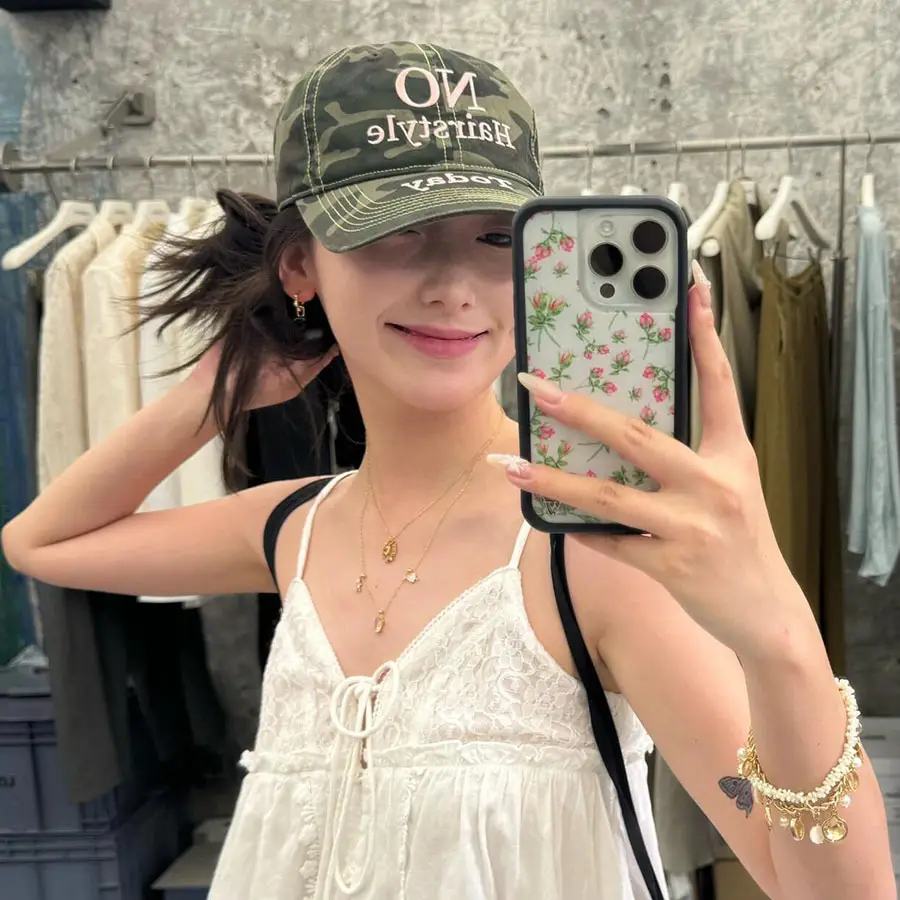 Korean No Hairstyle Today Camo Hat for Women - Image 3
