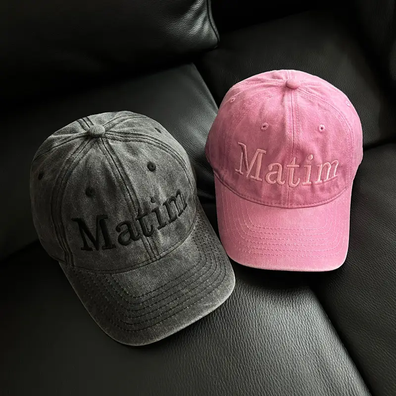 Women Washable Letter Embroidered Baseball Caps Pink Grey - Image 3