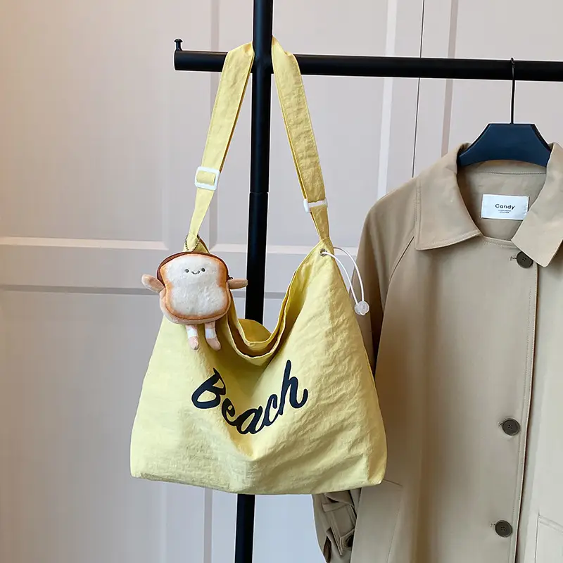 Red Drawstring Shoulder Bag with Cute Monkey Decor - Image 10