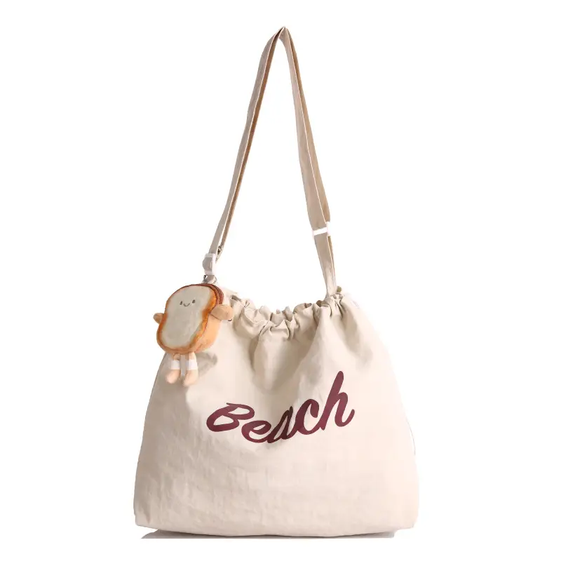 Red Drawstring Shoulder Bag with Cute Monkey Decor - Image 13