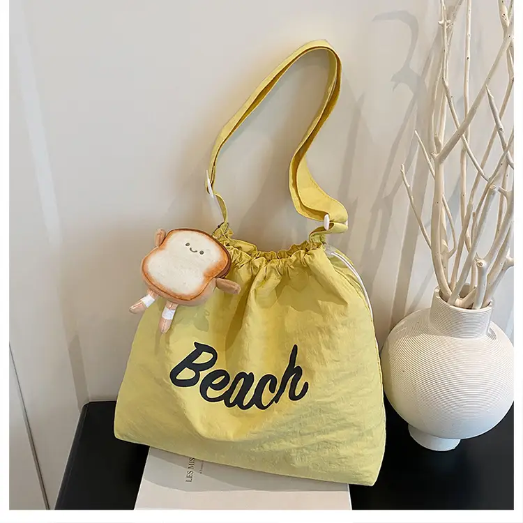 Red Drawstring Shoulder Bag with Cute Monkey Decor — feature 22