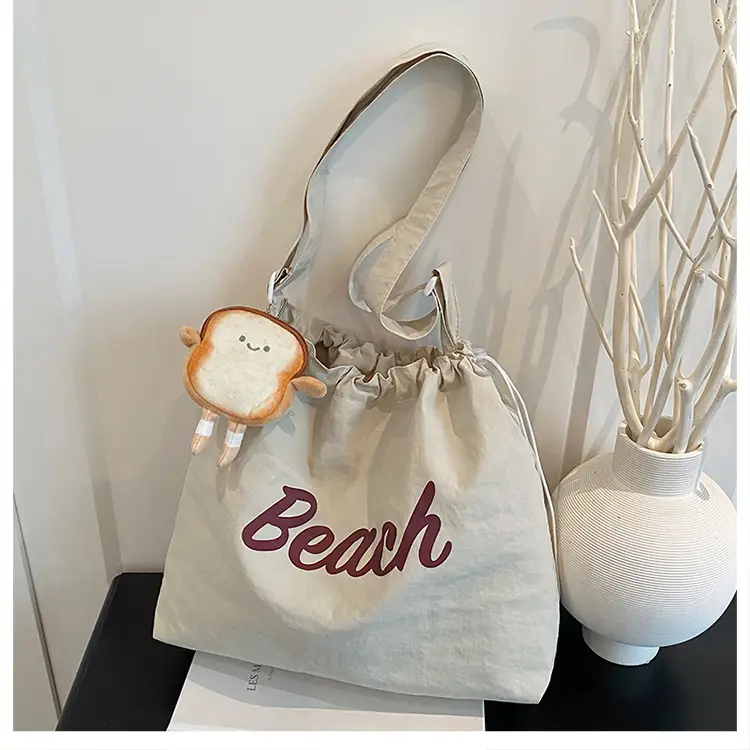 Red Drawstring Shoulder Bag with Cute Monkey Decor — feature 23