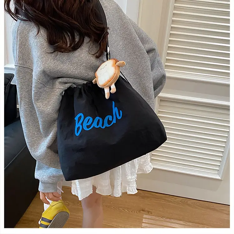 Red Drawstring Shoulder Bag with Cute Monkey Decor — feature 9