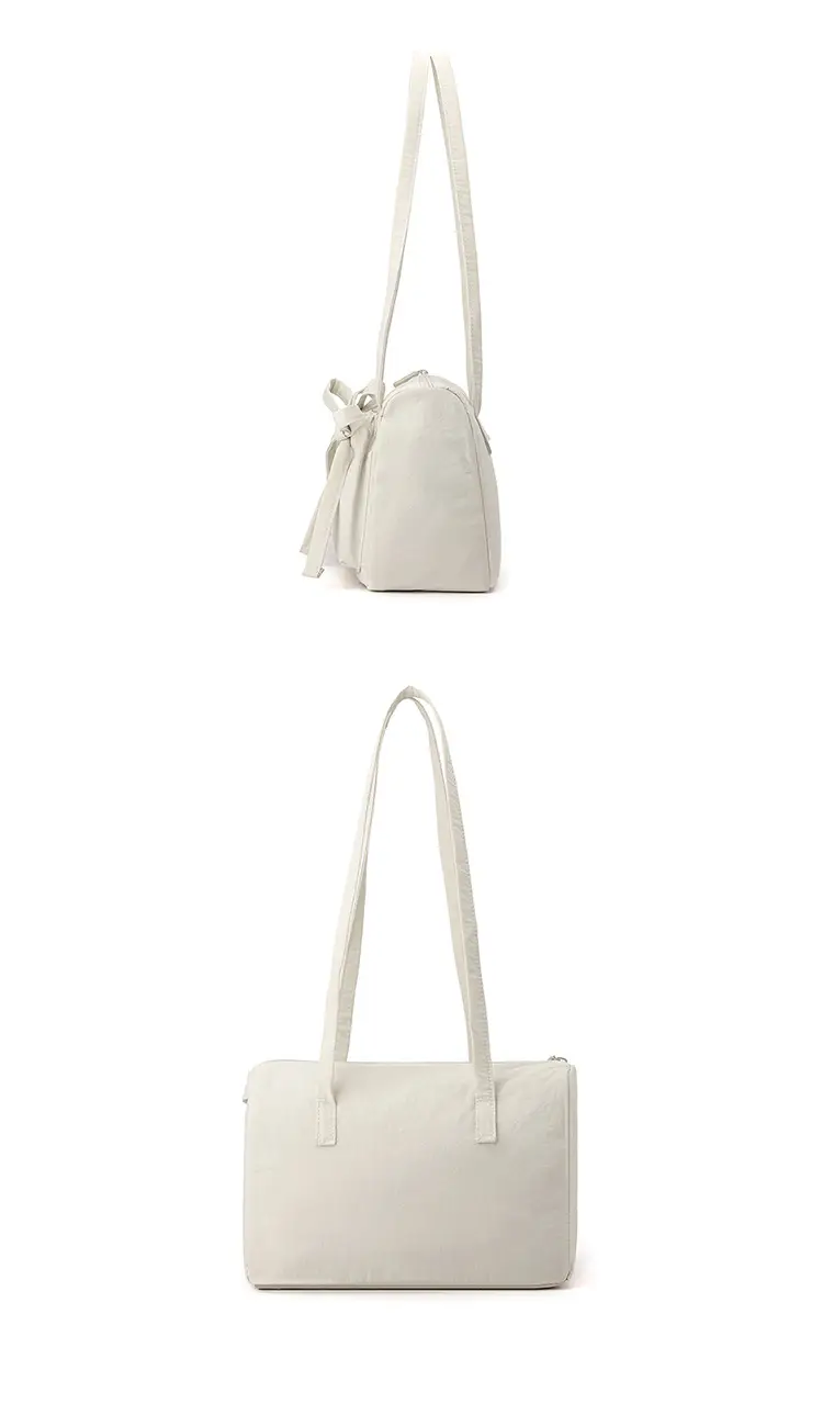 Women's Canvas Bowknot Shoulder Bag Large Capacity White — feature 25