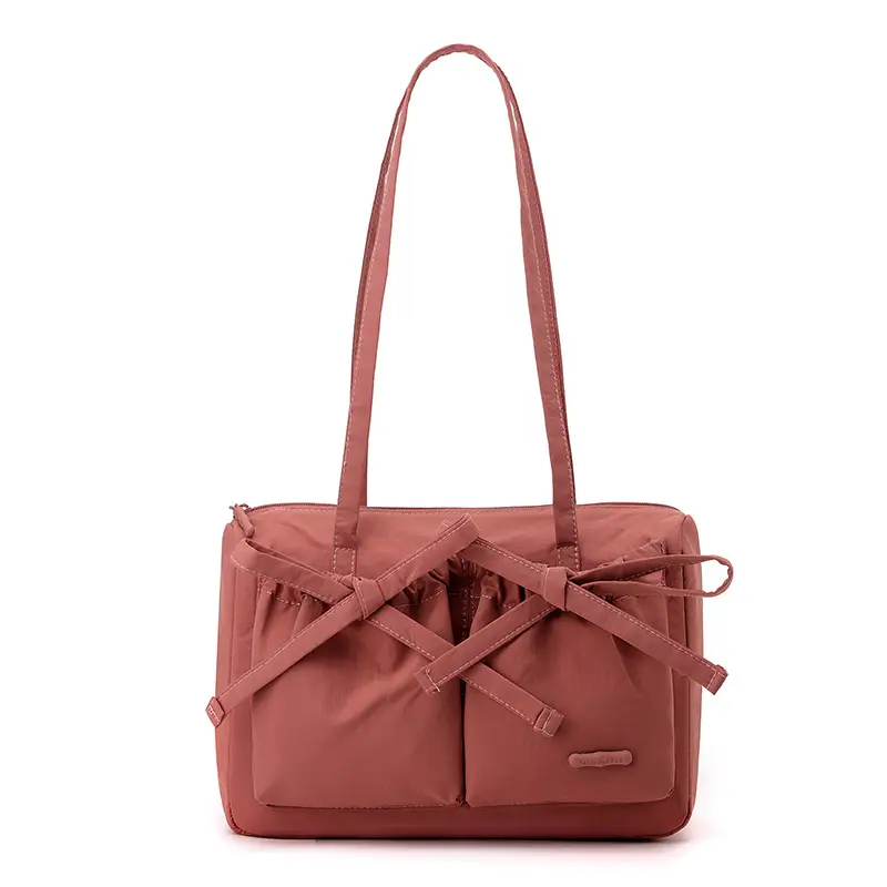 Women's Canvas Bowknot Shoulder Bag Large Capacity White - Image 10
