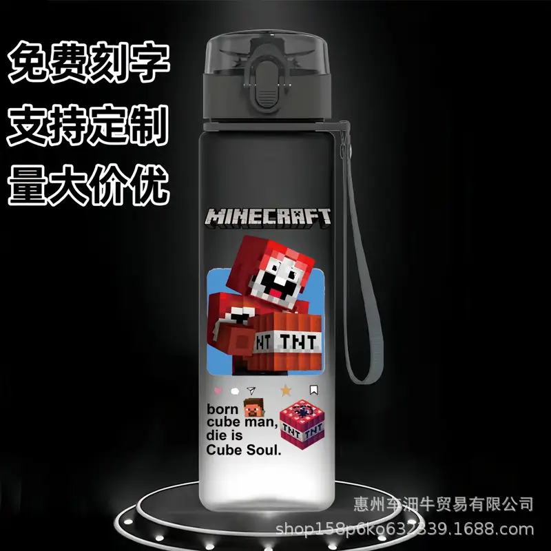 Skin-Feel Space Cup Minecraft Anime Student Children's Cartoon Casual Sports Water Cup Plastic Frosted Cup — feature 6