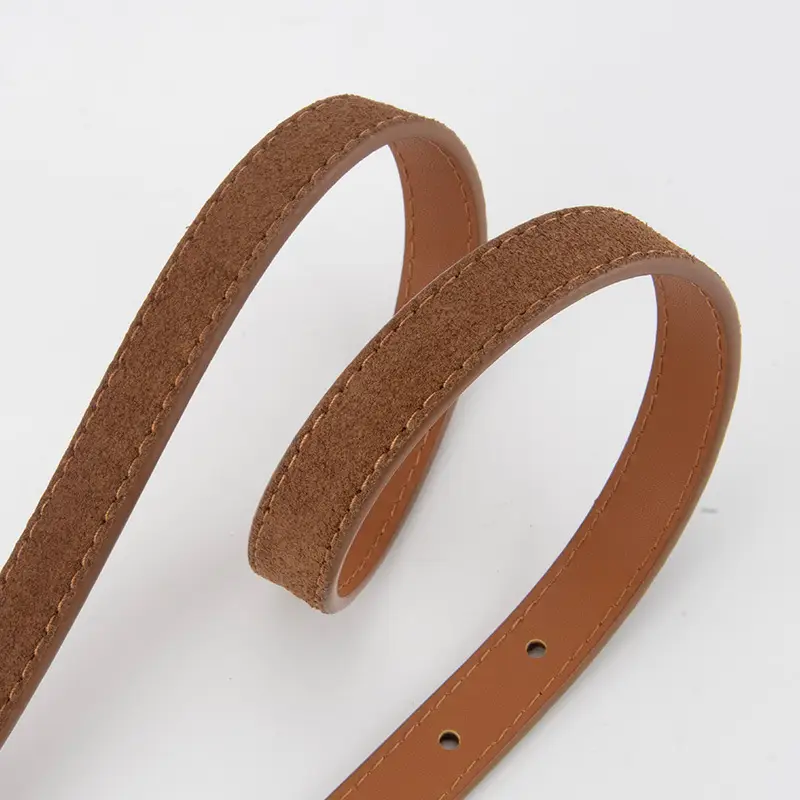 Frosted Suede Belt for Women with Gold Buckle - Image 14