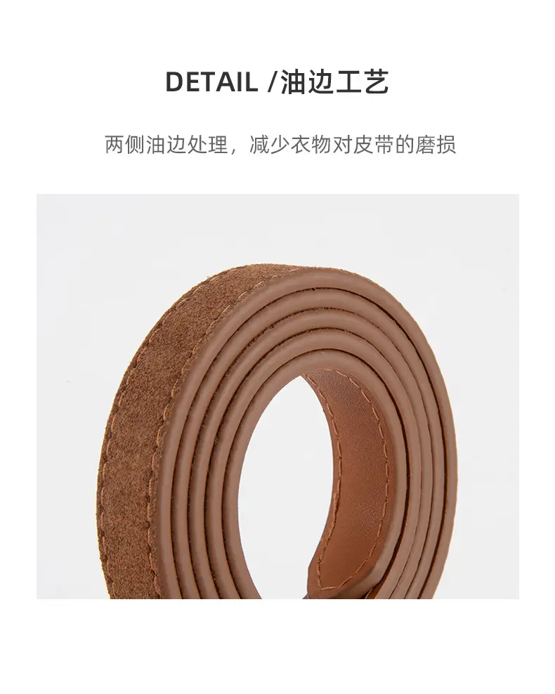 Frosted Suede Belt for Women with Gold Buckle — feature 7