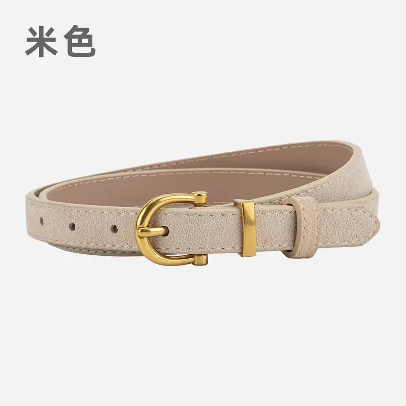 Frosted Suede Belt for Women with Gold Buckle - Image 7