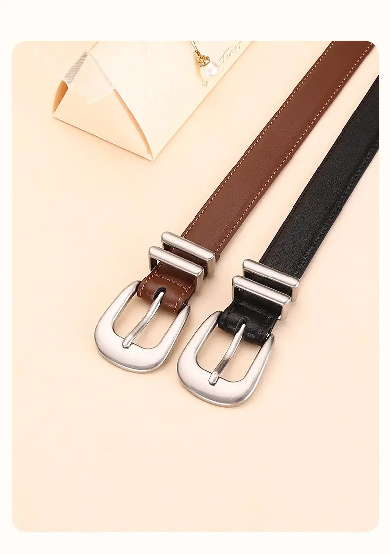 Black Leather Belt for Women with Buckle — feature 21