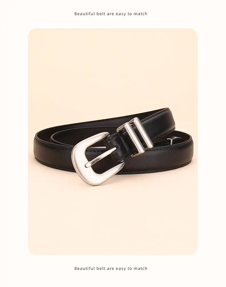 Black Leather Belt for Women with Buckle — feature 22