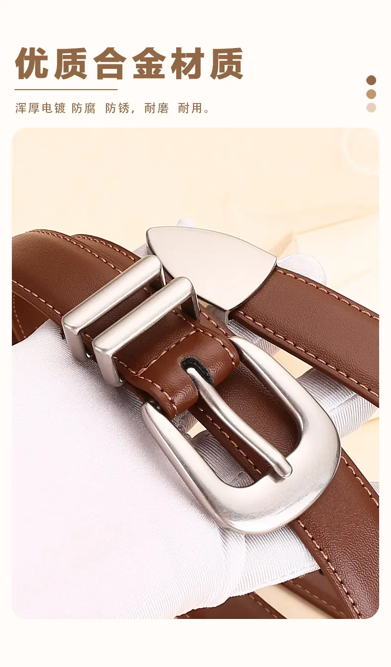 Black Leather Belt for Women with Buckle — feature 7