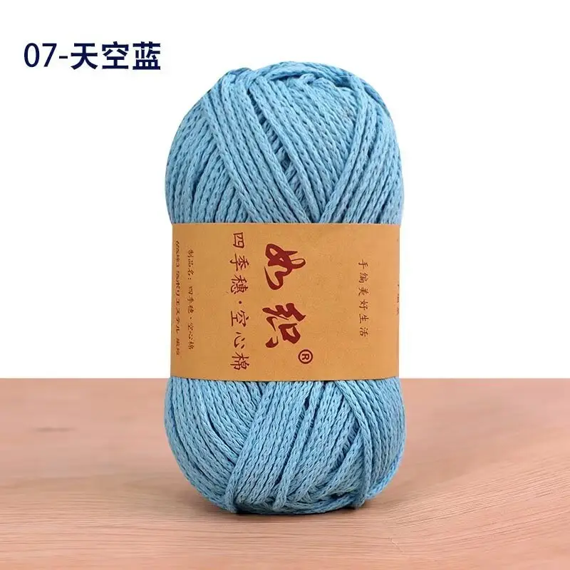 Hollow Cotton Thread 2mm Medium Thick Cotton and Linen Thread Hand-Woven DIY Crochet Hat Bag Thread Korean Round Strand Thread