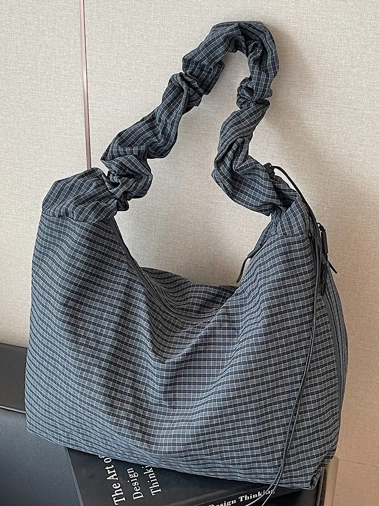 New Style Armpit Bag for Students 2025 Pleated Fabric