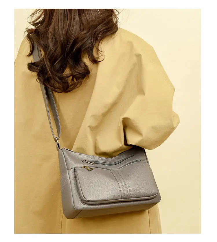 Black Leather Crossbody Bag for Women with Logo Print — feature 13