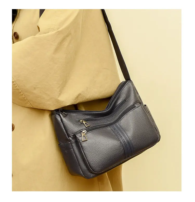Black Leather Crossbody Bag for Women with Logo Print — feature 15