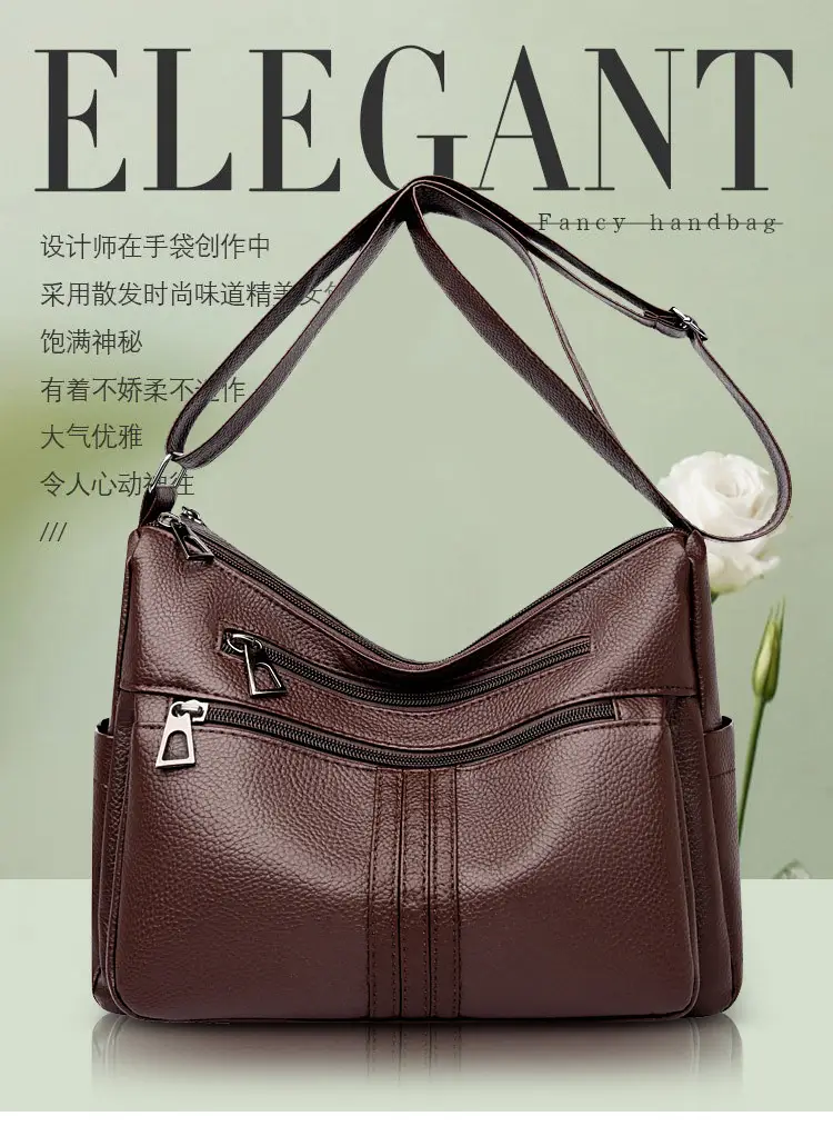 Black Leather Crossbody Bag for Women with Logo Print — feature 5
