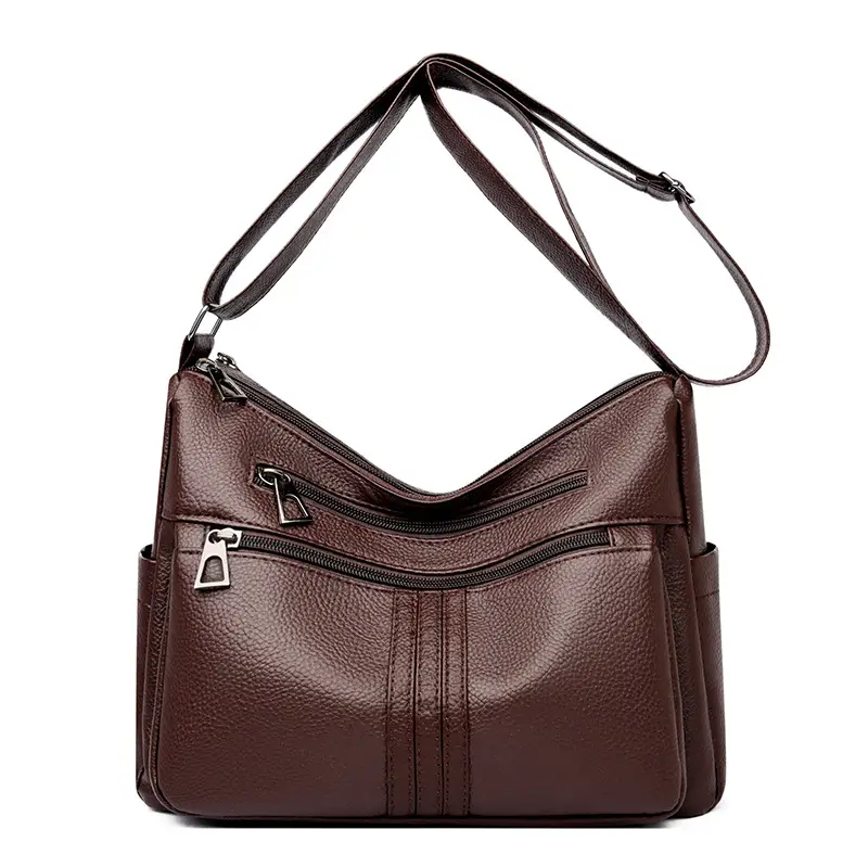 Black Leather Crossbody Bag for Women with Logo Print - Image 2