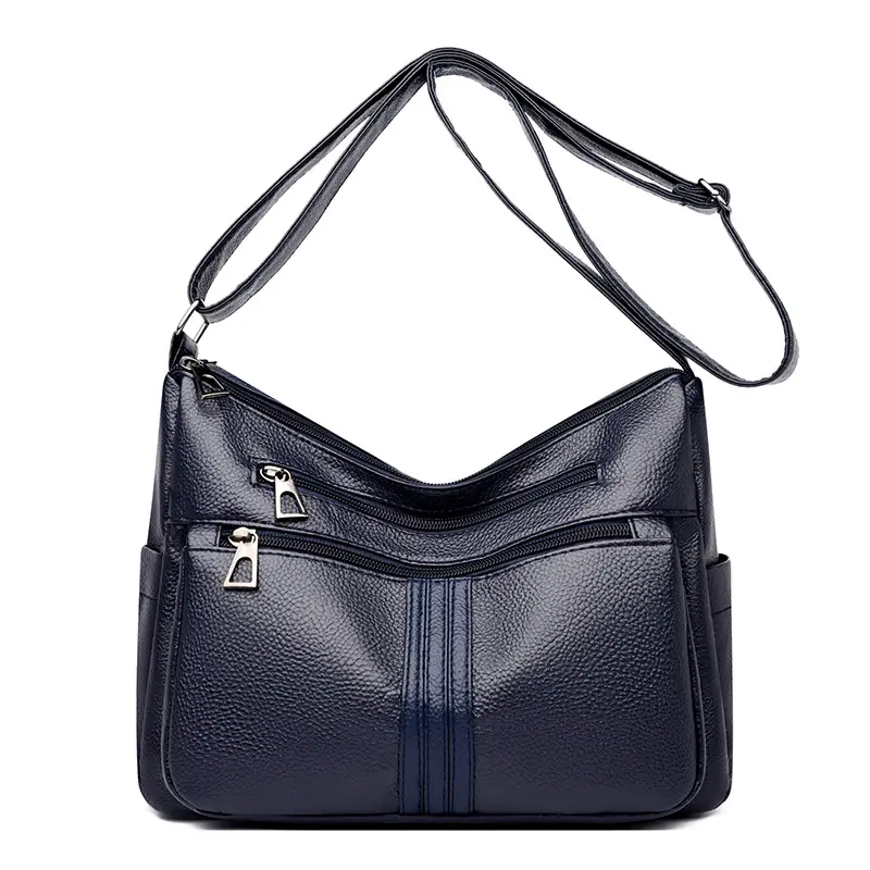 Black Leather Crossbody Bag for Women with Logo Print - Image 3