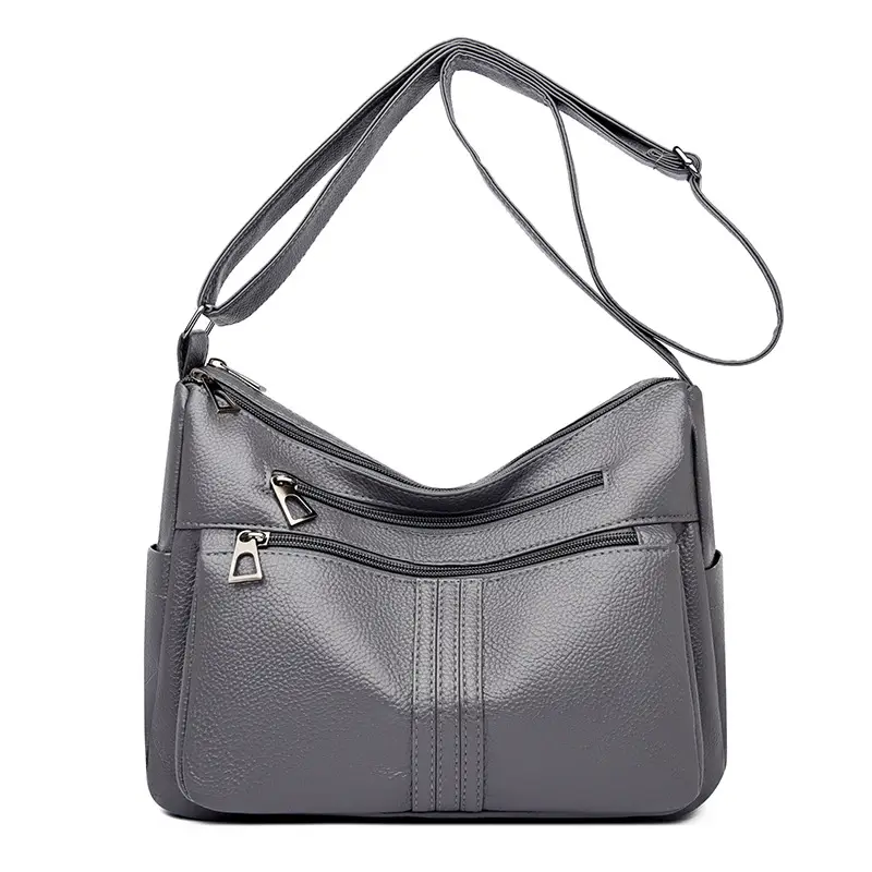 Black Leather Crossbody Bag for Women with Logo Print - Image 5