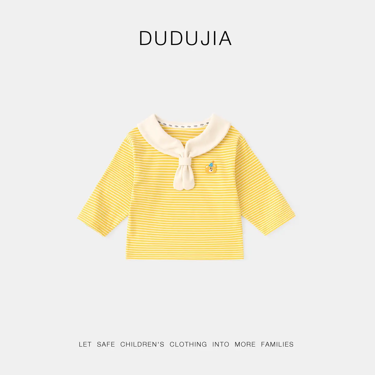 Baby Long Sleeve T-Shirt Cream Green Sailor Collar - Image 3