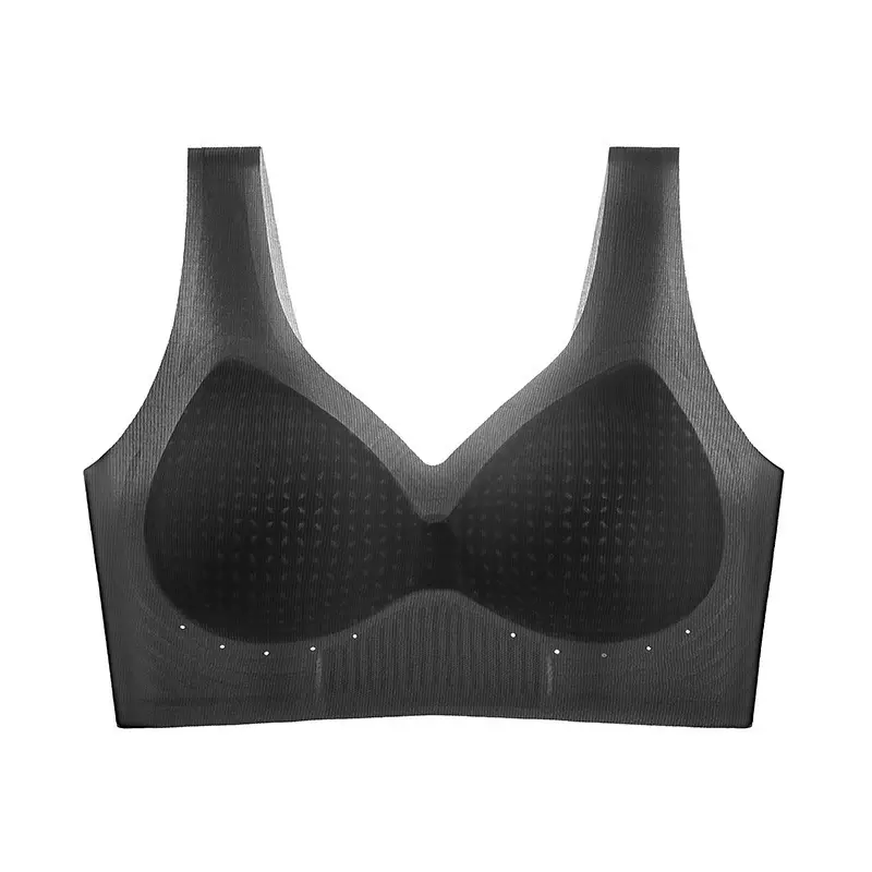 Ultra-Thin Ice Silk Bra with Cooling Effect, Integrated Air Conditioning, Fixed Cup, Wireless, Seamless Underwear, Vest-Style, Beautiful Back Bra