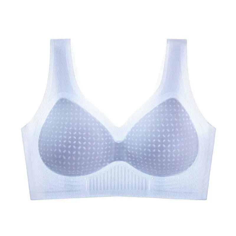 Ultra-Thin Ice Silk Bra with Cooling Effect, Integrated Air Conditioning, Fixed Cup, Wireless, Seamless Underwear, Vest-Style, Beautiful Back Bra