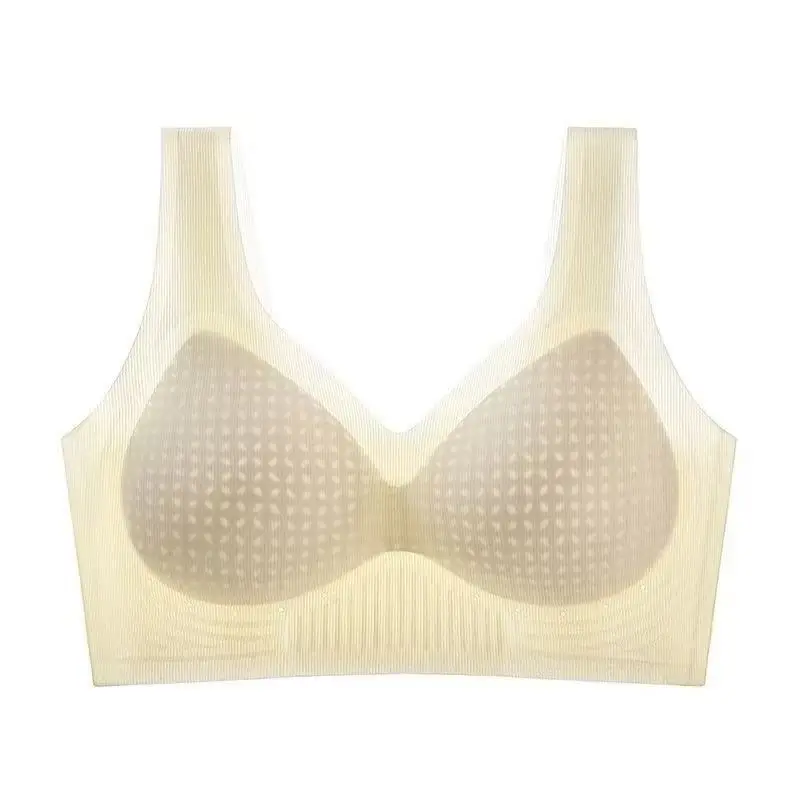 Ultra-Thin Ice Silk Bra with Cooling Effect, Integrated Air Conditioning, Fixed Cup, Wireless, Seamless Underwear, Vest-Style, Beautiful Back Bra