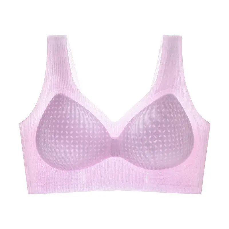 Ultra-Thin Ice Silk Bra with Cooling Effect, Integrated Air Conditioning, Fixed Cup, Wireless, Seamless Underwear, Vest-Style, Beautiful Back Bra